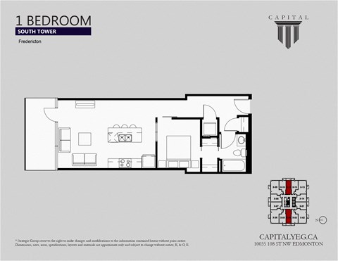 Floor plan for 1 bed, 1 bath